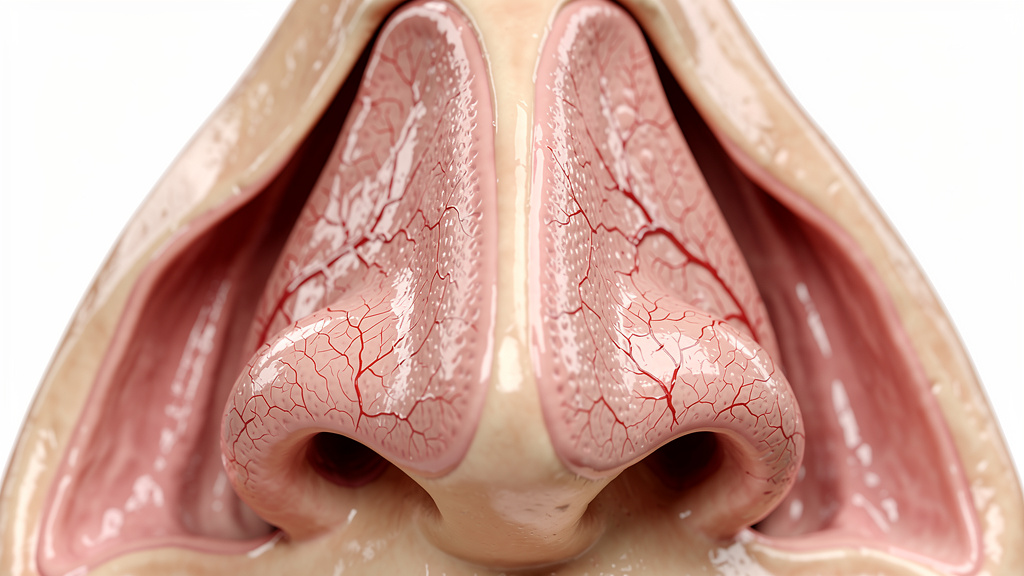 Nasal mucosa membrane with capillaries for absorption