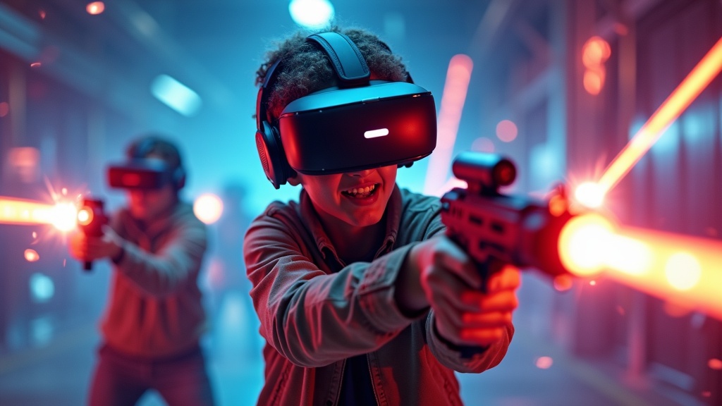 Jugador inmerso en la experiencia Space Pirate Trainer en Virtua Barcelona
