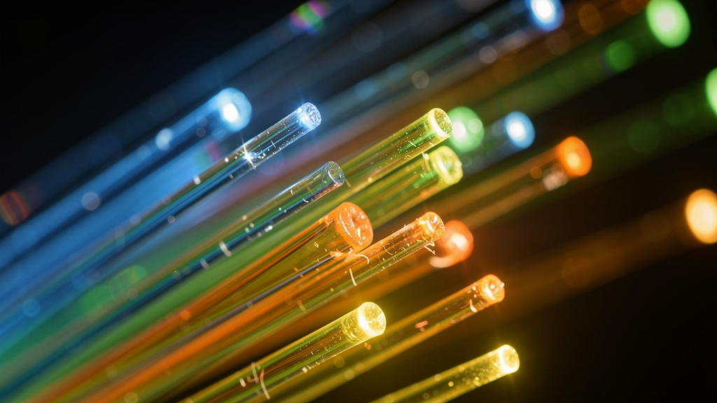 Fiber optic cables transmitting data as light