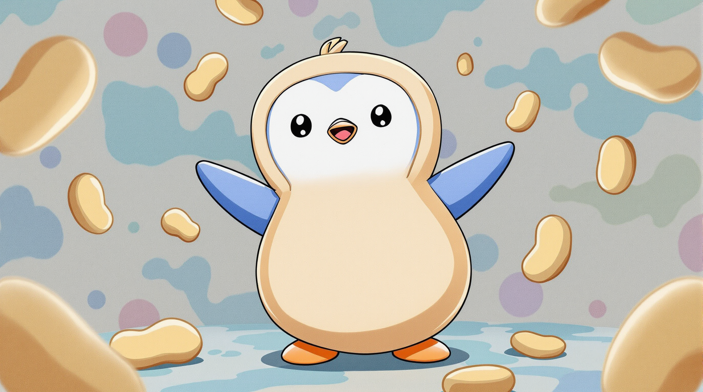 penguin wearing peanut costume