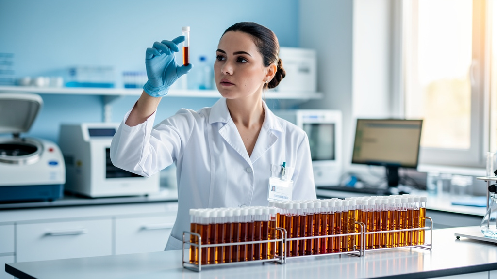 Laboratory technician analyzing vitamin D blood sample