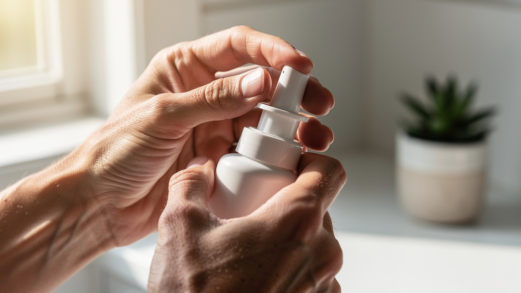 Correct nasal spray application technique demonstration