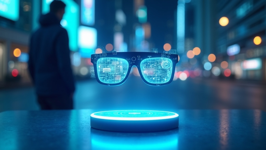 Diseño de las gafas de realidad aumentada XREAL Aura mostrando su óptica transparente y montura ligera.