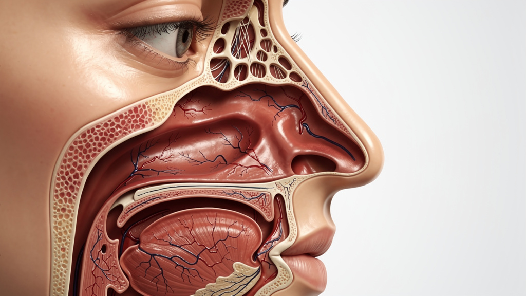 Nasal cavity anatomy showing absorption pathways