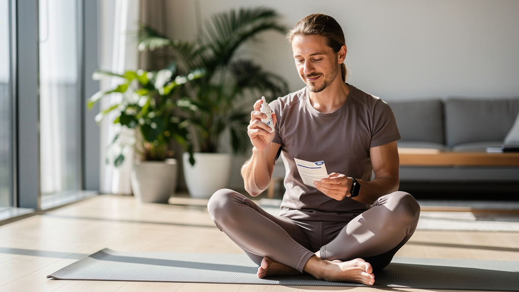 Person incorporating nasal spray into wellness routine