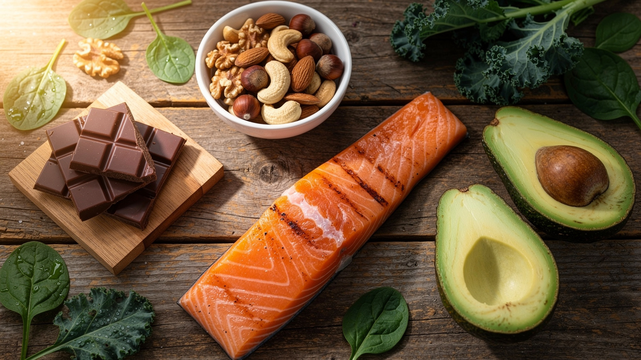 Nutritious foods rich in healthy fats supporting anandamide