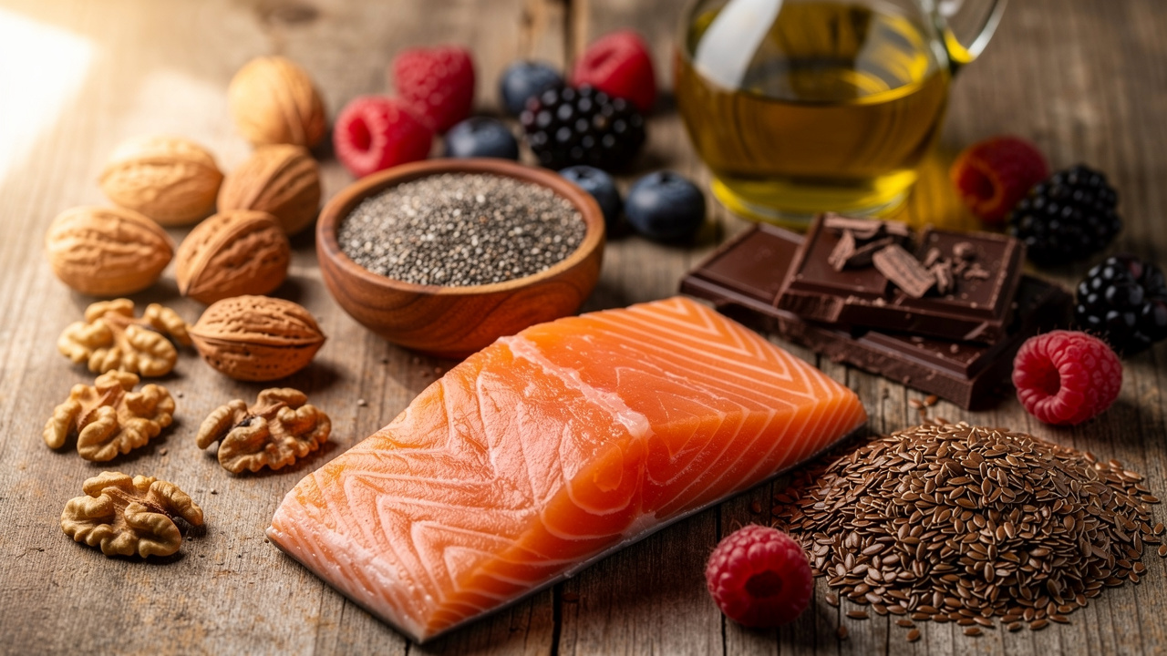 Healthy foods rich in omega-3 and ECS-supporting nutrients