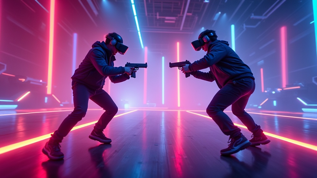 Jugadores inmersos en una partida de Blaston en Virtua Barcelona