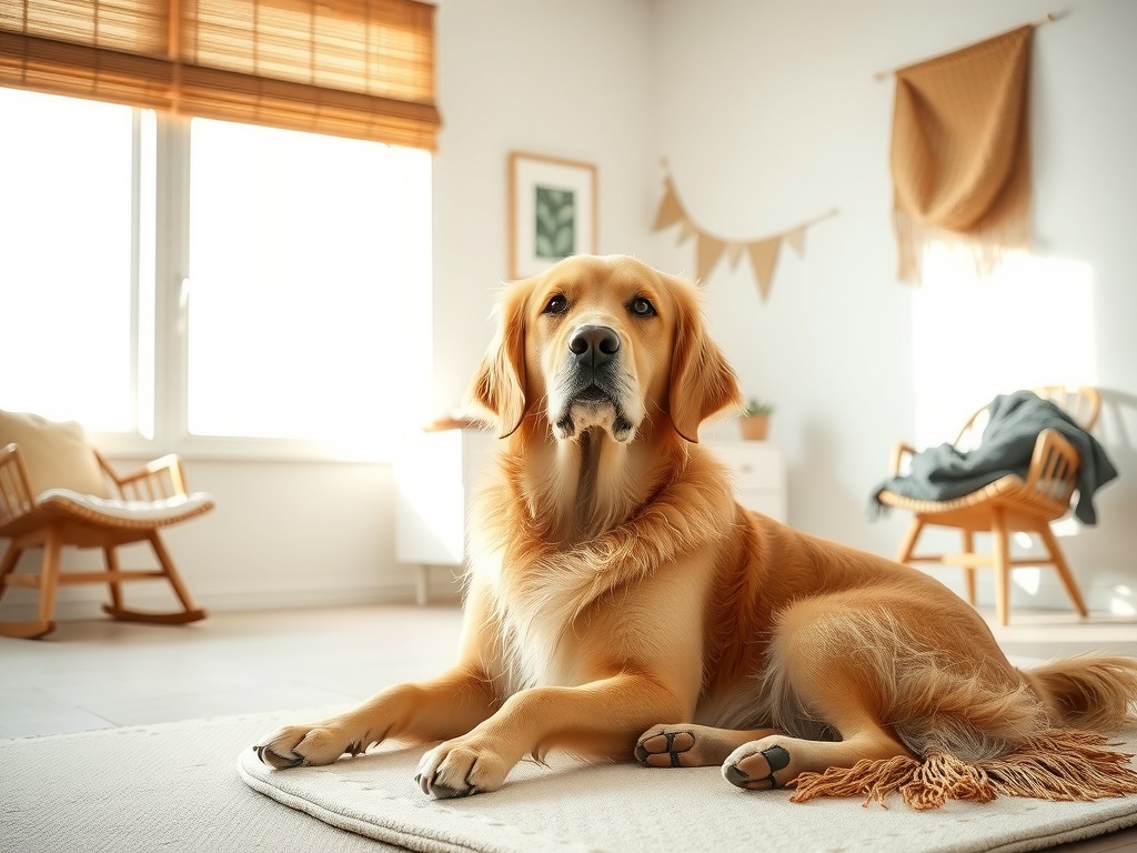 혼자 있어도 차분한 모습의 성견 강아지