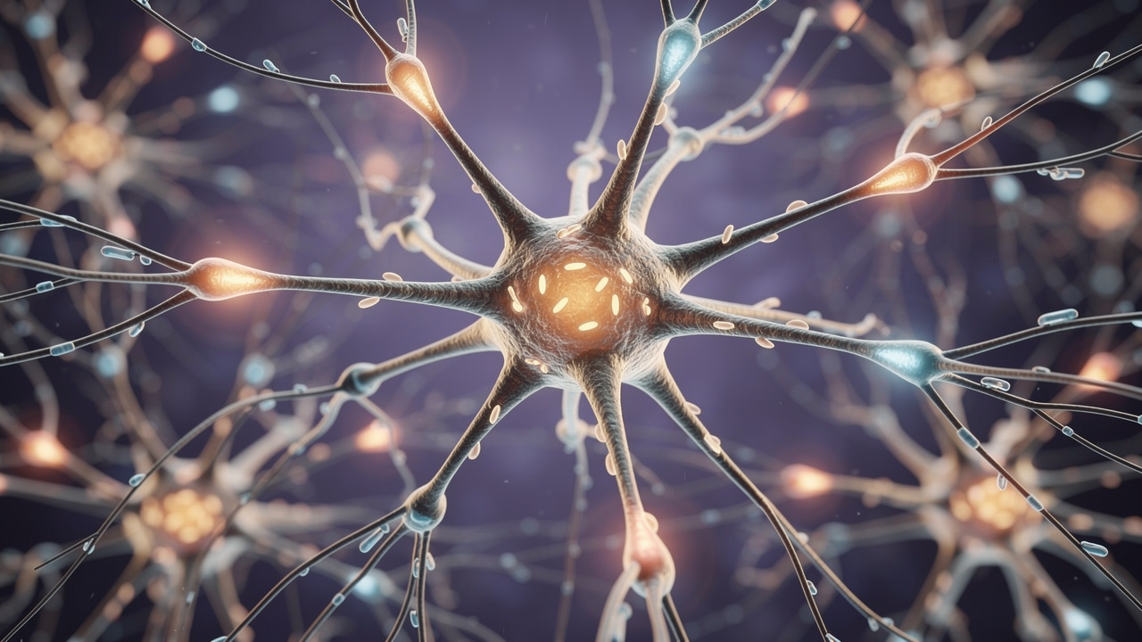 Brain neurons showing cellular energy production pathways