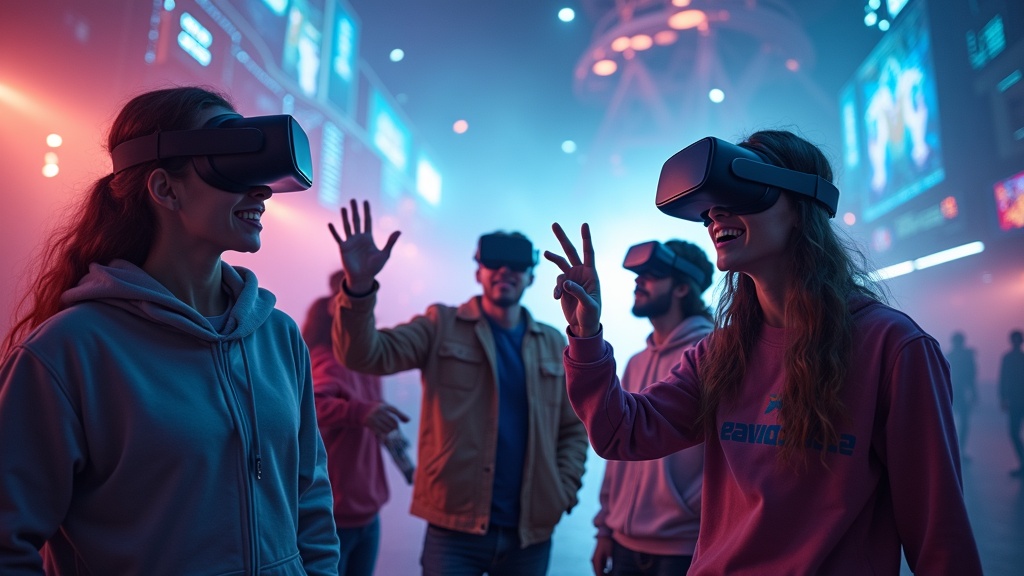 Equipo listo para la acción en la sala de escape room VR de Virtua Barcelona