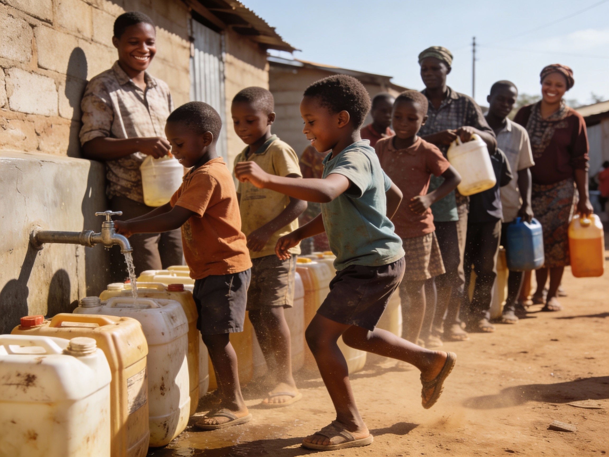Dancing in line for water