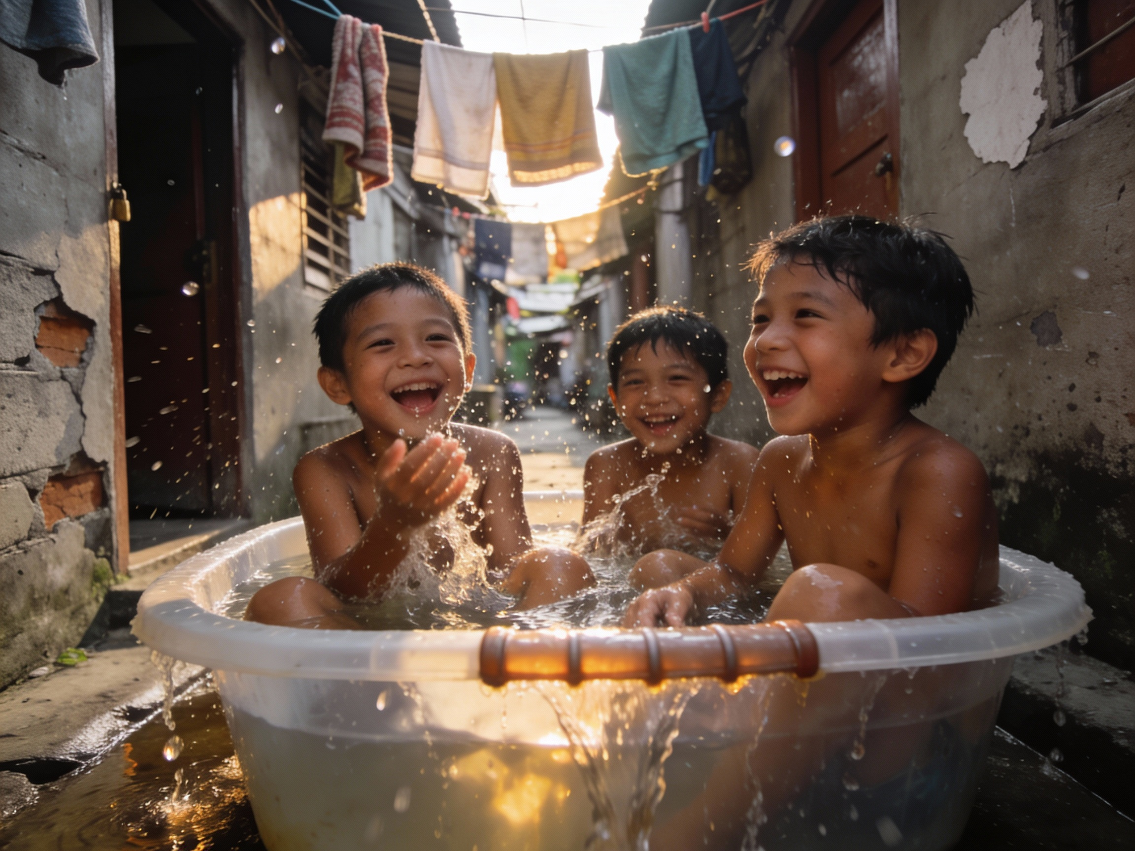A beach day made from a plastic basin