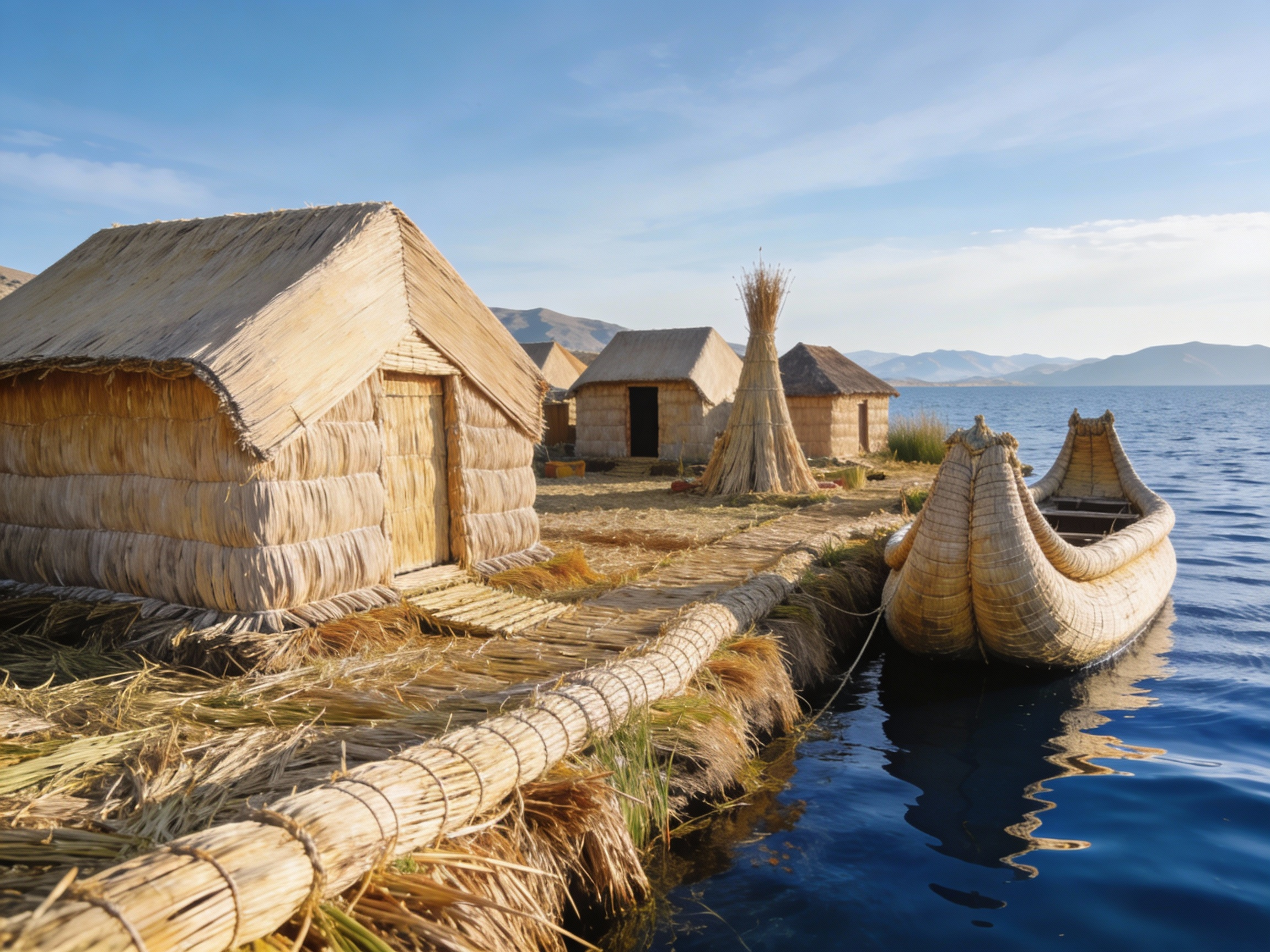 The Reed Islands of the Uros People on Lake Titicaca, Peru