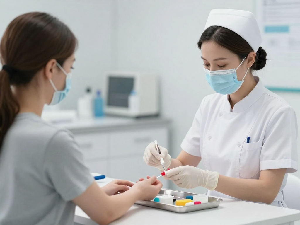 Caucasian nurse preparing for inflammation lab tests like hs-CRP in Stuart Florida