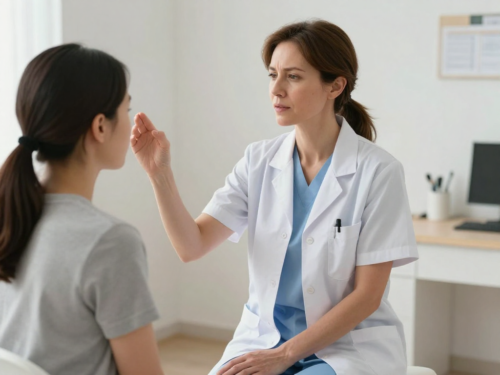 Caucasian clinician coaching stress reduction to support sleep quality and inflammation