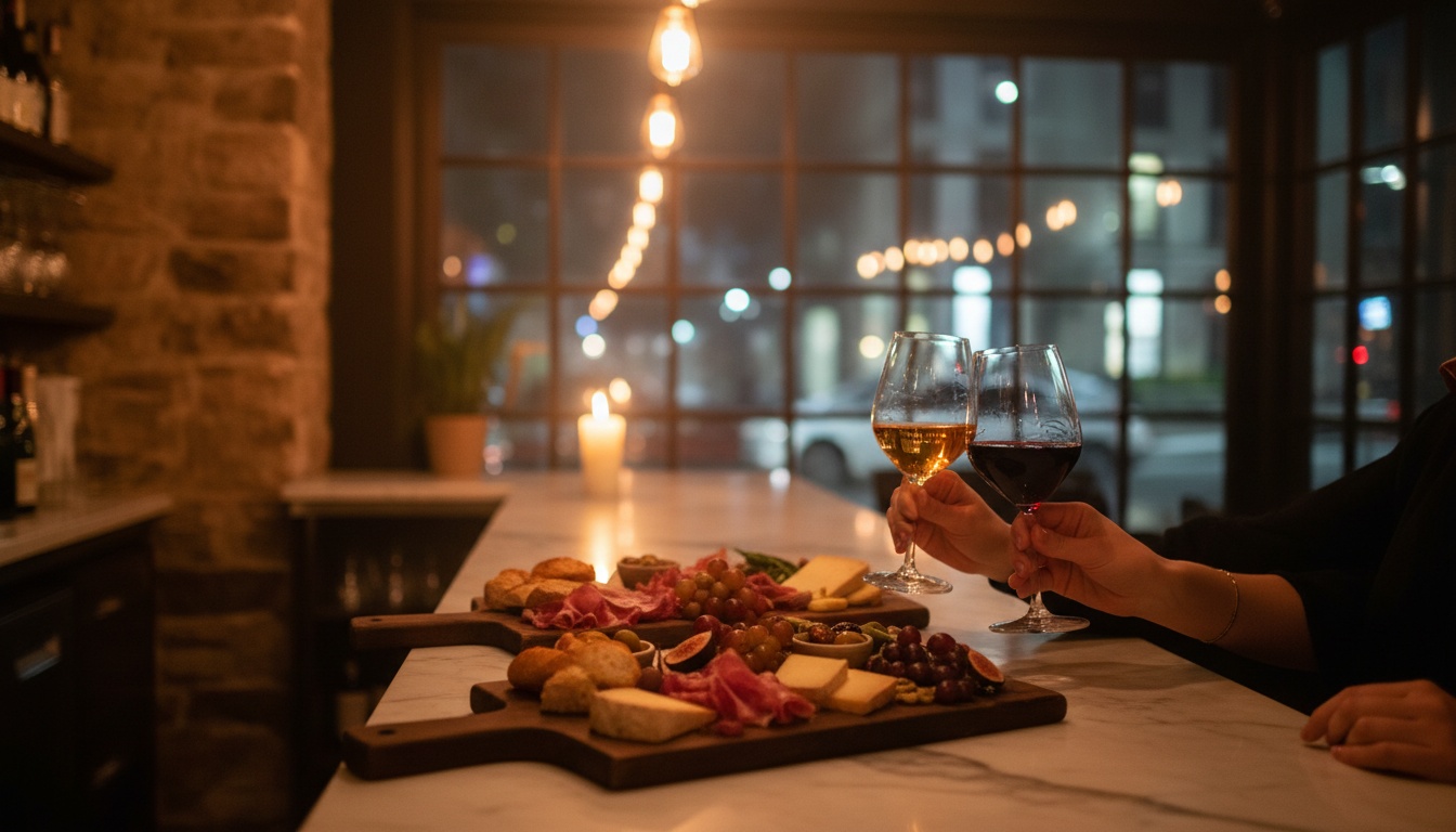 Late night dining atmosphere in Old Montreal