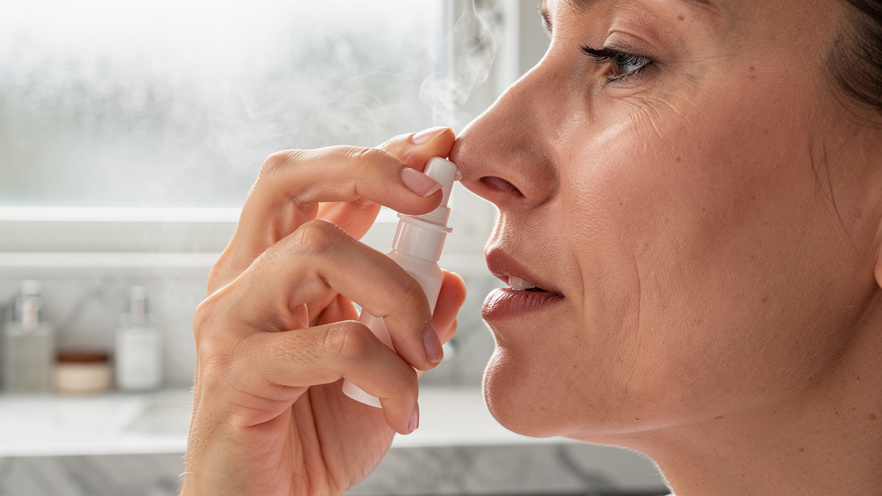 Correct technique for using nasal spray at home