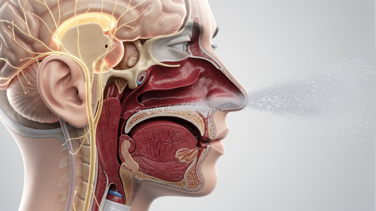 Nasal cavity anatomy showing absorption pathways