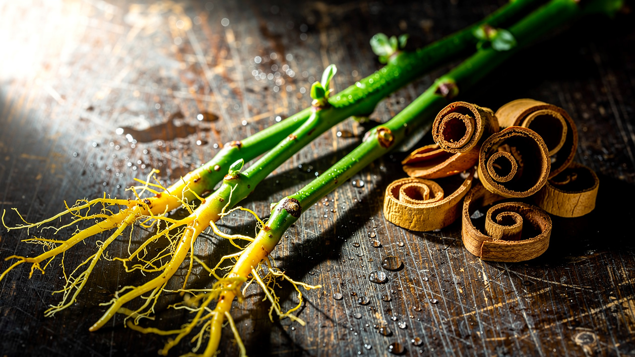 Raw berberis roots and Ceylon cinnamon bark
