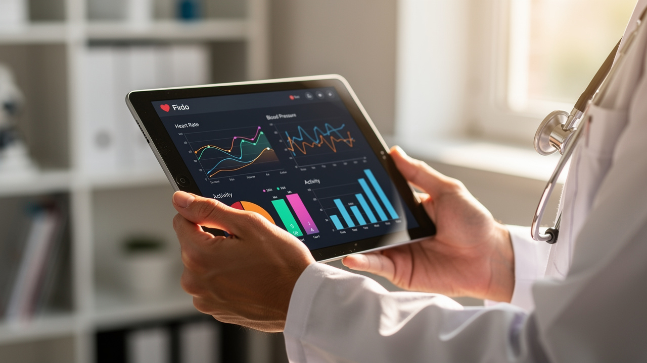 Doctor reviewing patient health metrics on digital tablet