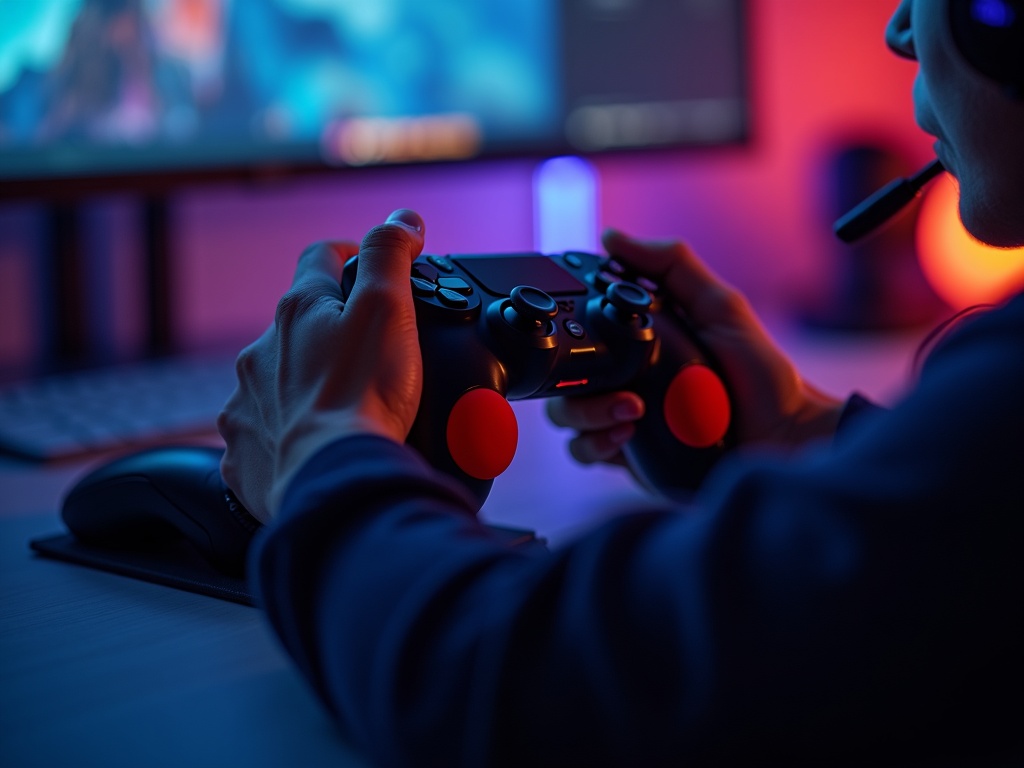 Jugador concentrado usando la funda YoRHa Xbox One para mejorar su agarre