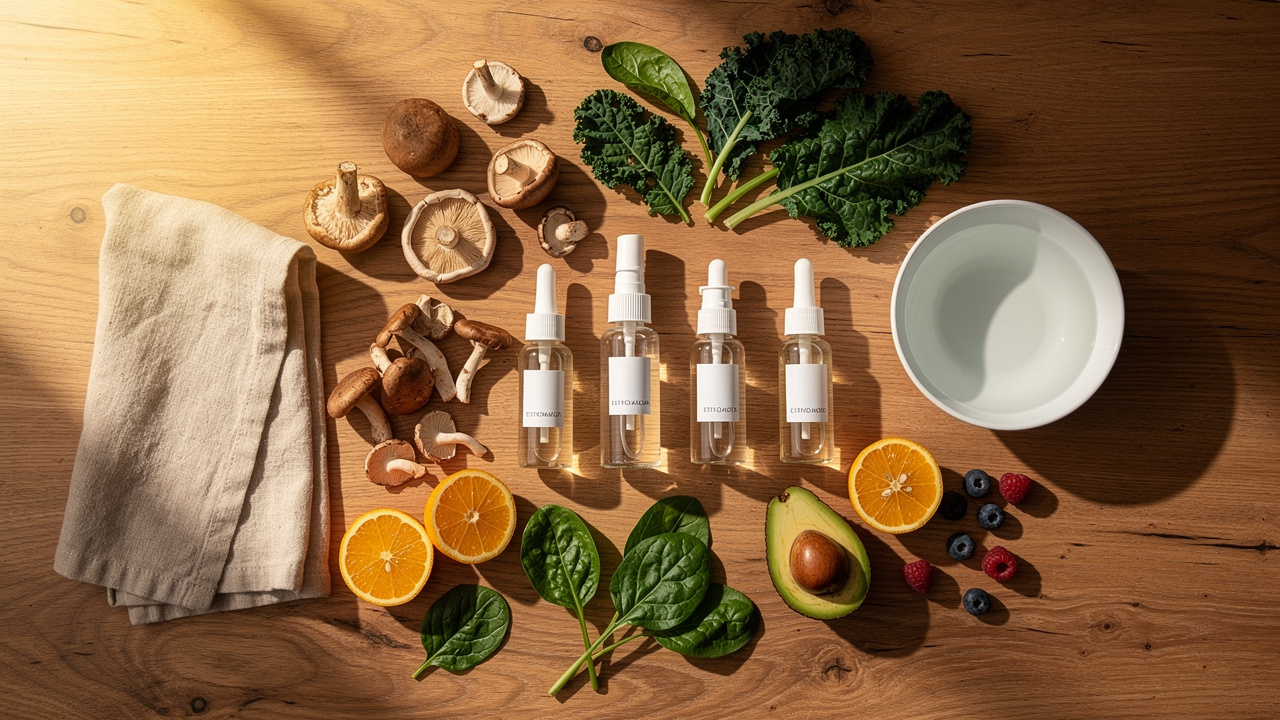 Morning wellness routine with nasal spray supplements