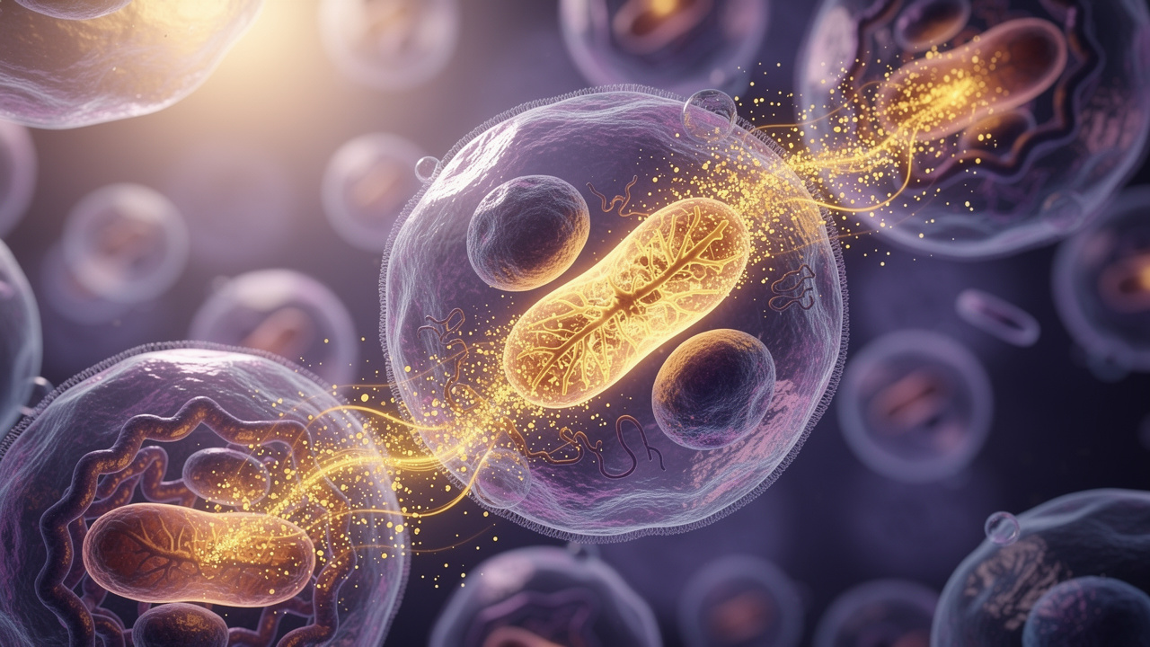 Cellular energy production showing mitochondria and NAD+ activity
