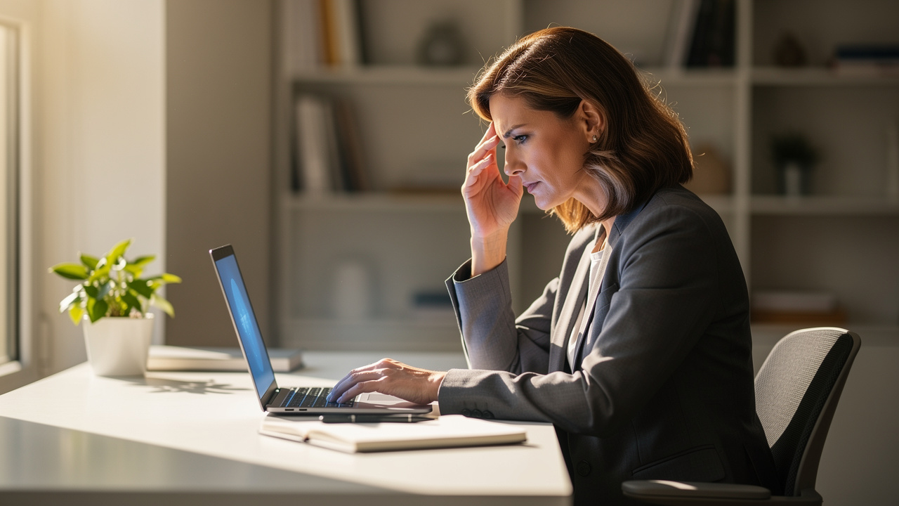 Professional woman demonstrating mental focus and clarity
