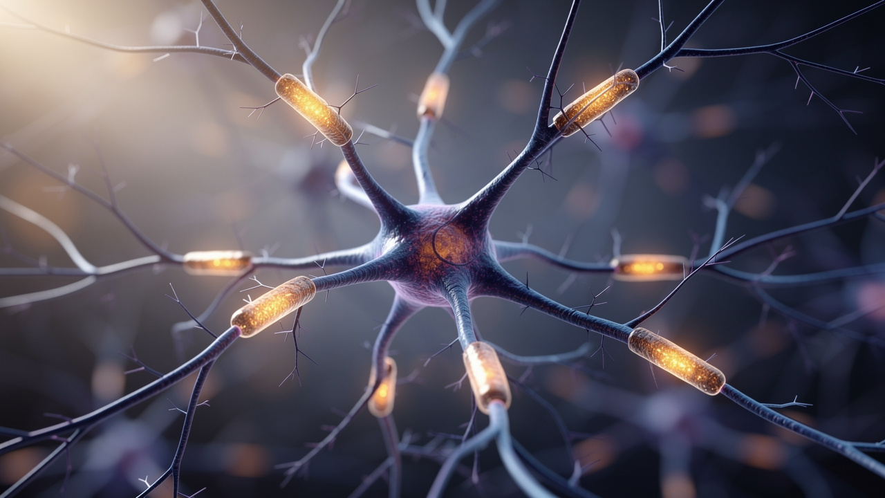 Neurons and mitochondria producing cellular energy