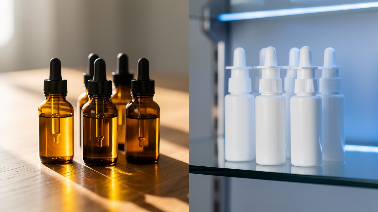 Side-by-side comparison of liposomal and nasal spray delivery