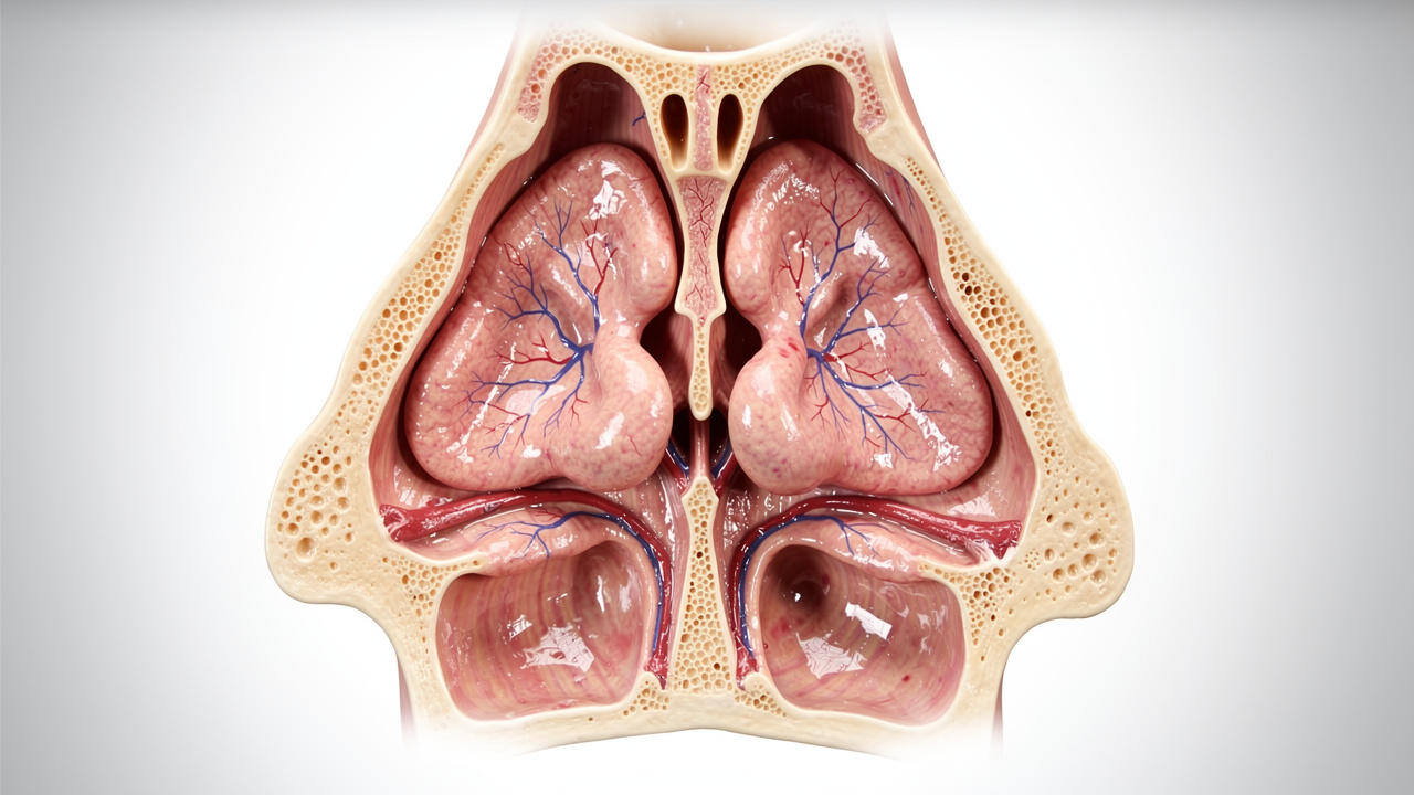 Human nasal mucosa tissue showing vascular network for absorption