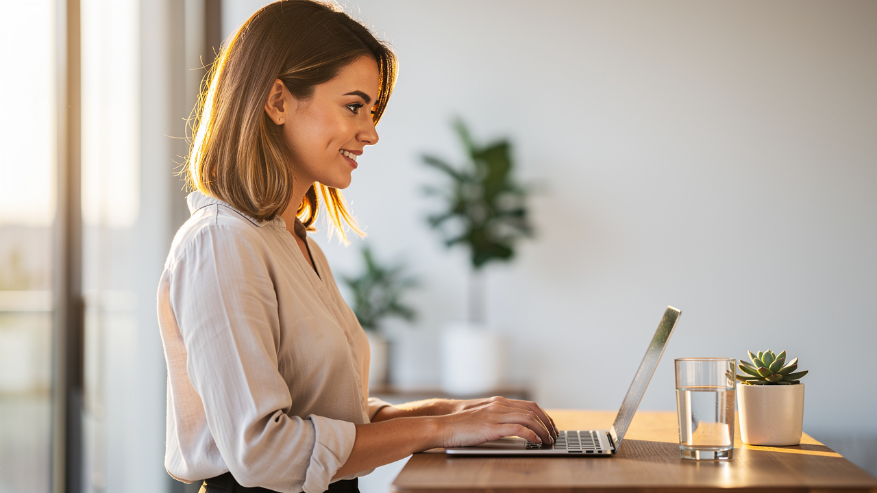 Professional woman demonstrating sharp focus and mental clarity at work