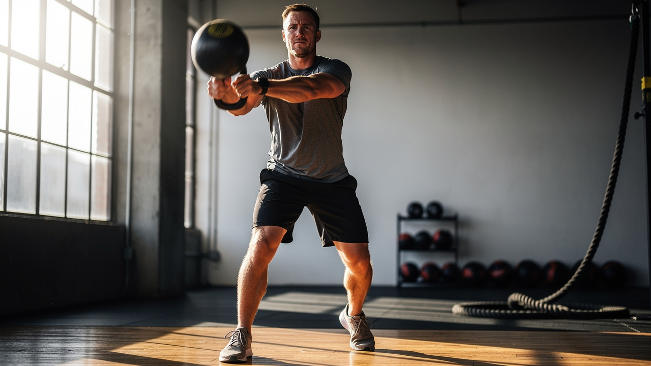 Athlete demonstrating peak physical performance during training