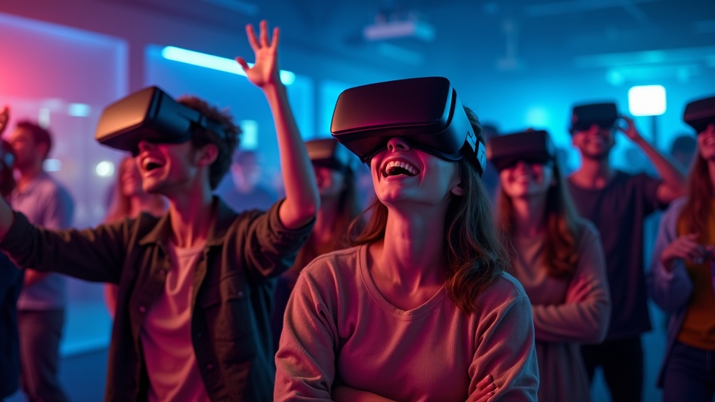Jugadores disfrutando de una experiencia inmersiva en Virtua Barcelona con gafas de alta gama