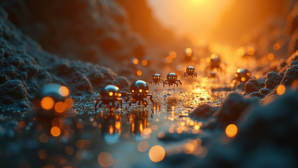 Micrografía mostrando la escala de los robots microscópicos autónomos.