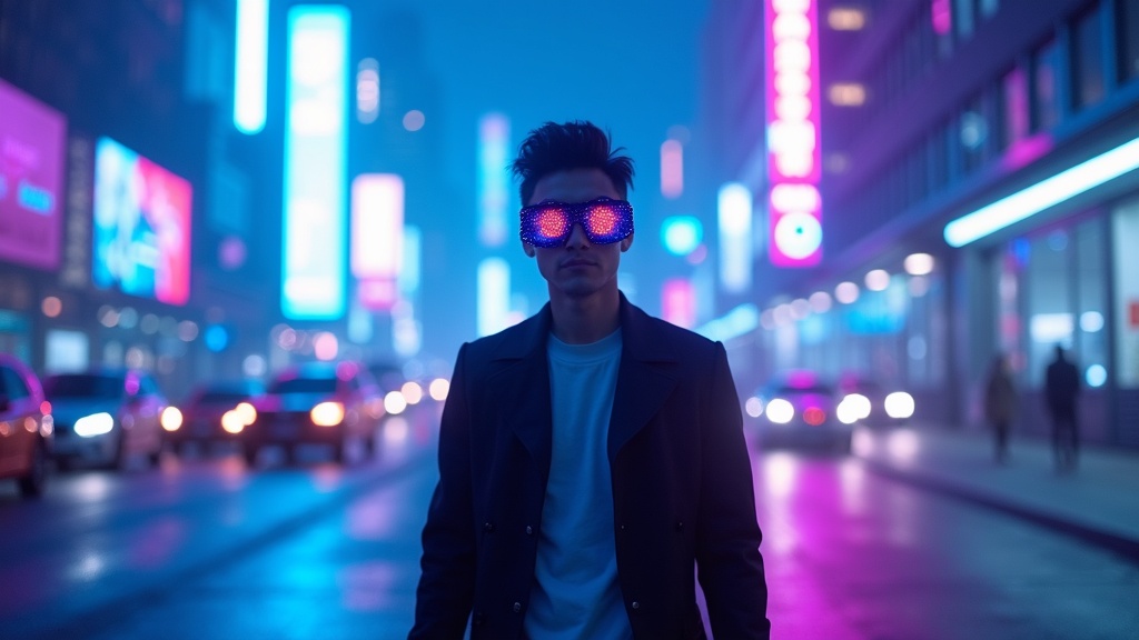 Usuario utilizando las Ray-Ban Meta smart glasses en entorno urbano