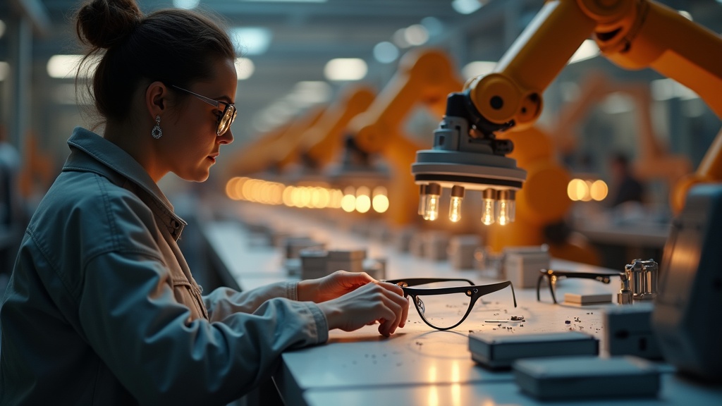 Detalle de la montura y cámaras de las gafas inteligentes de Meta