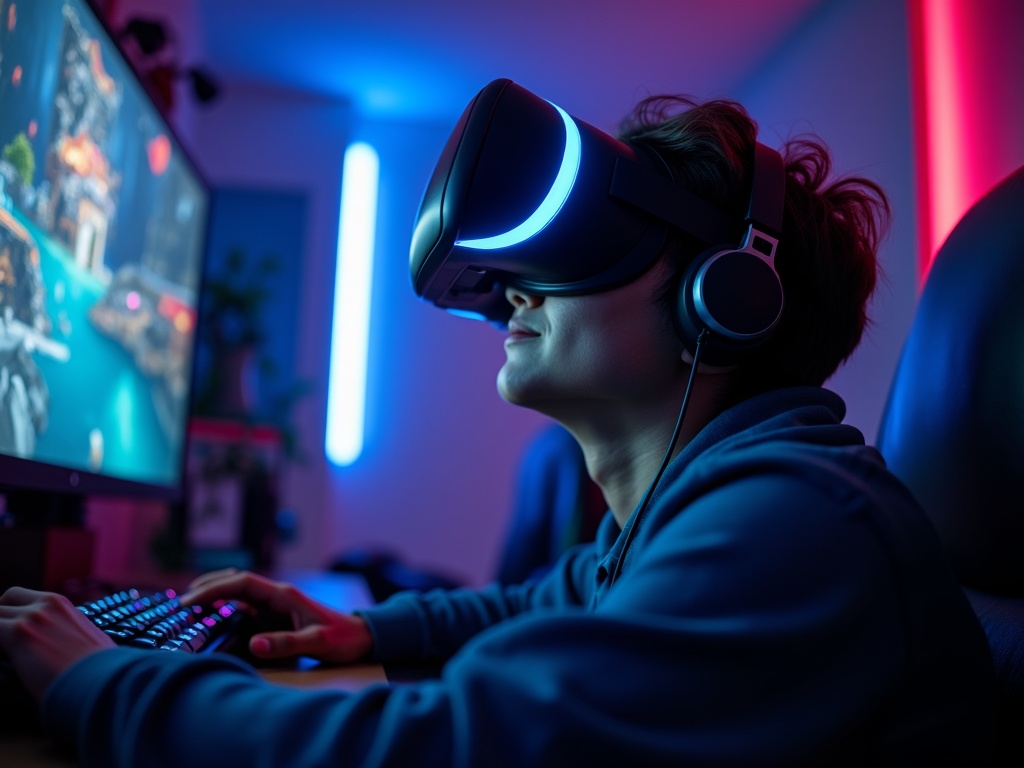 Un jugador concentrado usando los auriculares Turtle Beach Recon 50X