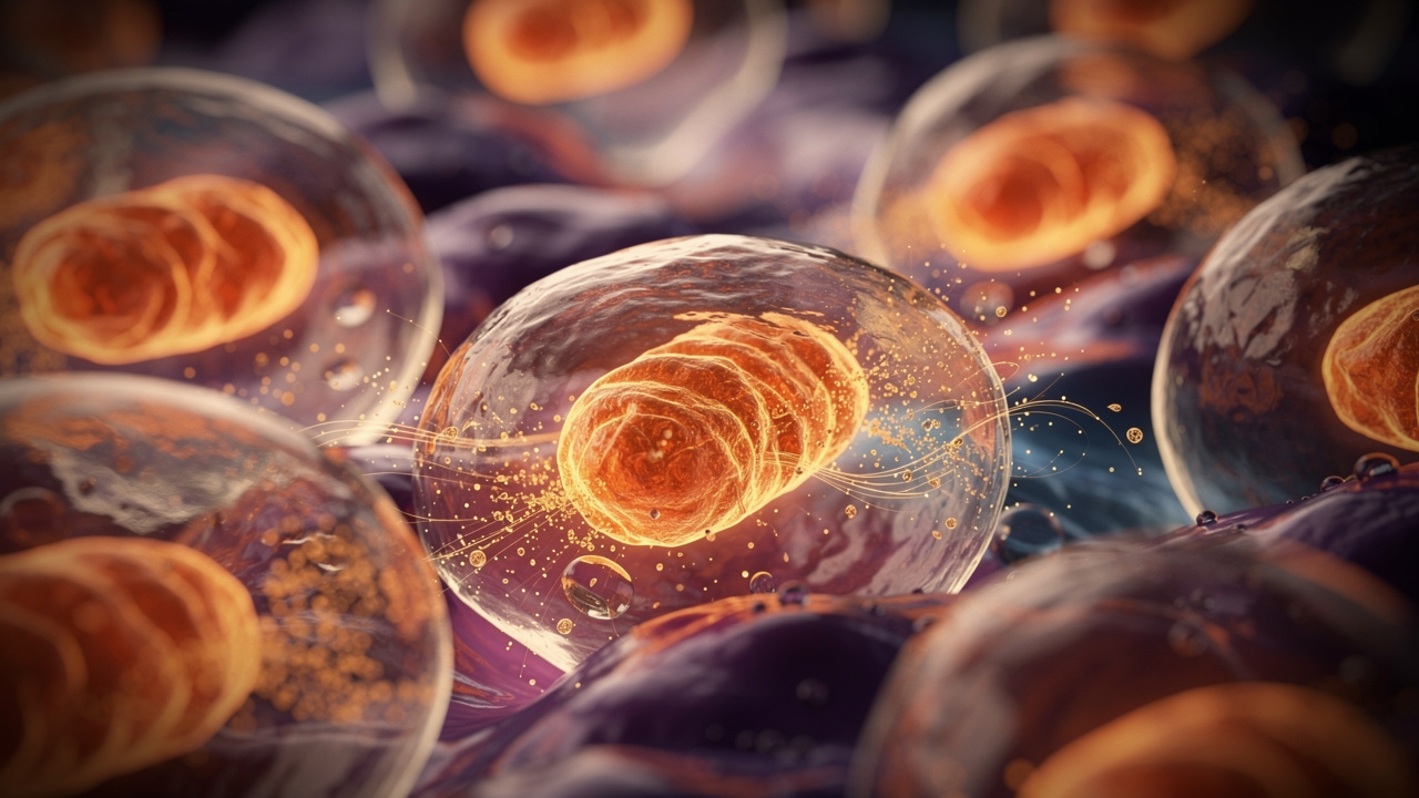 Detailed view of mitochondria producing cellular energy