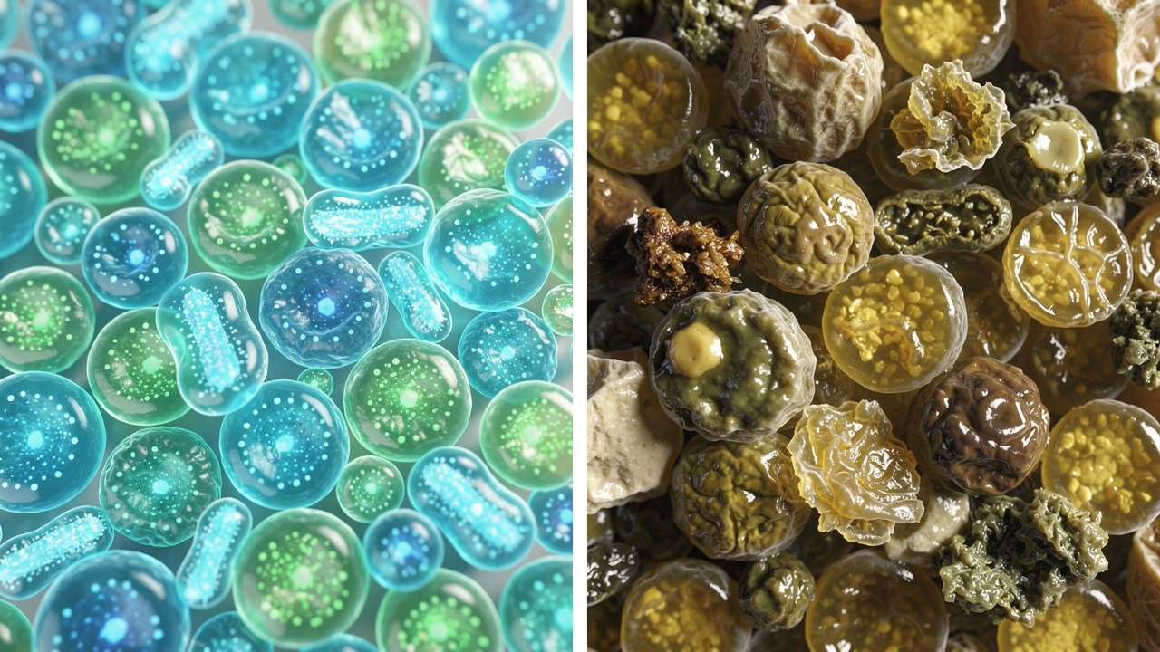 Comparison of healthy young cells versus aged cells