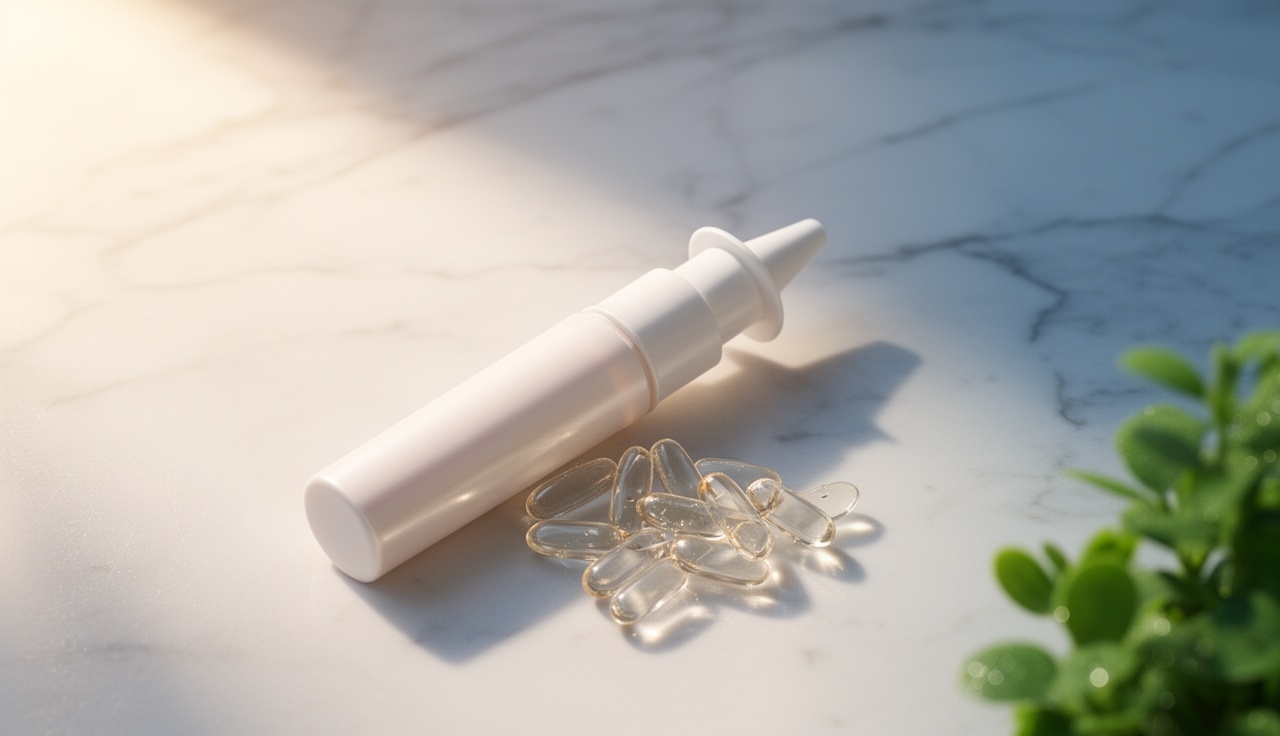 Modern NAD+ supplements with nasal spray and capsules