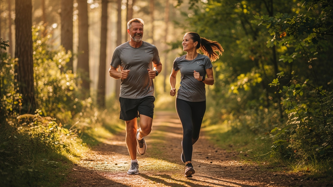 Active adults exercising with sustained energy