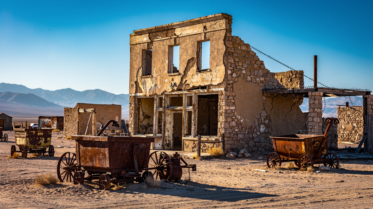 Historic Rhyolite ghost town ruins