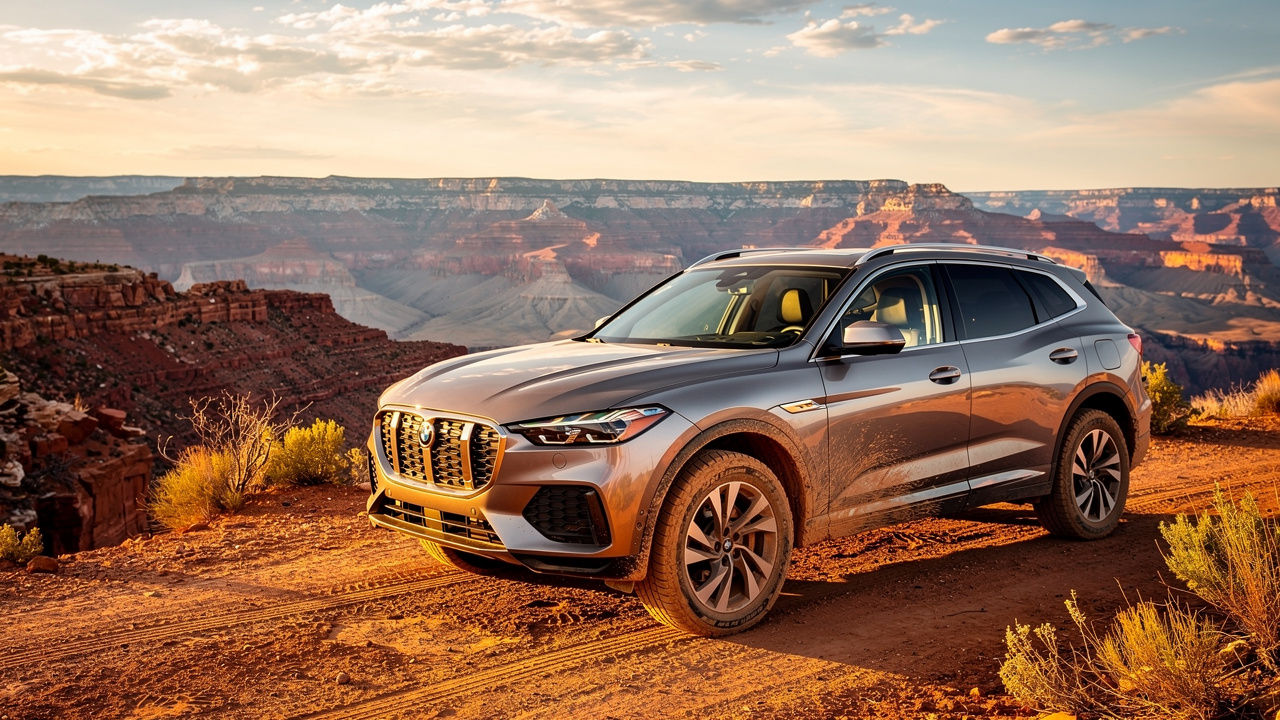Premium 4x4 SUV at remote Grand Canyon overlook