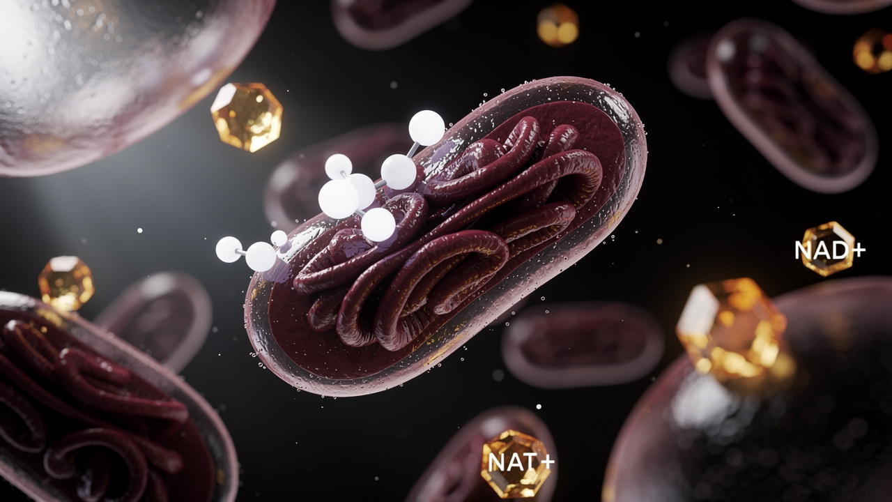 Mitochondria producing cellular energy in brain neurons