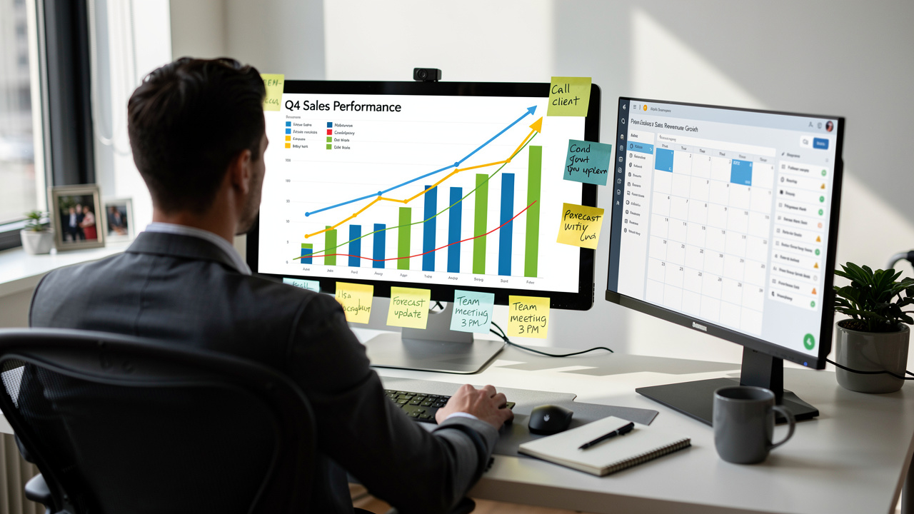Sales leader analyzing cold calling metrics
