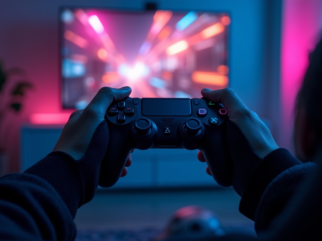 Usuario de VR disfrutando de una experiencia inmersiva gracias a los KIWI design grips en sus mandos Quest 2.