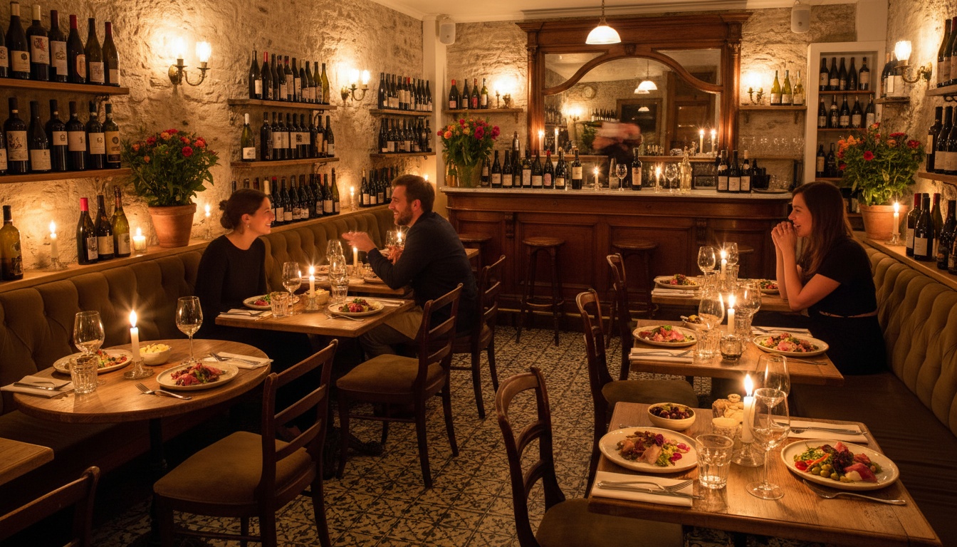 Late-night dining atmosphere in Old Montreal