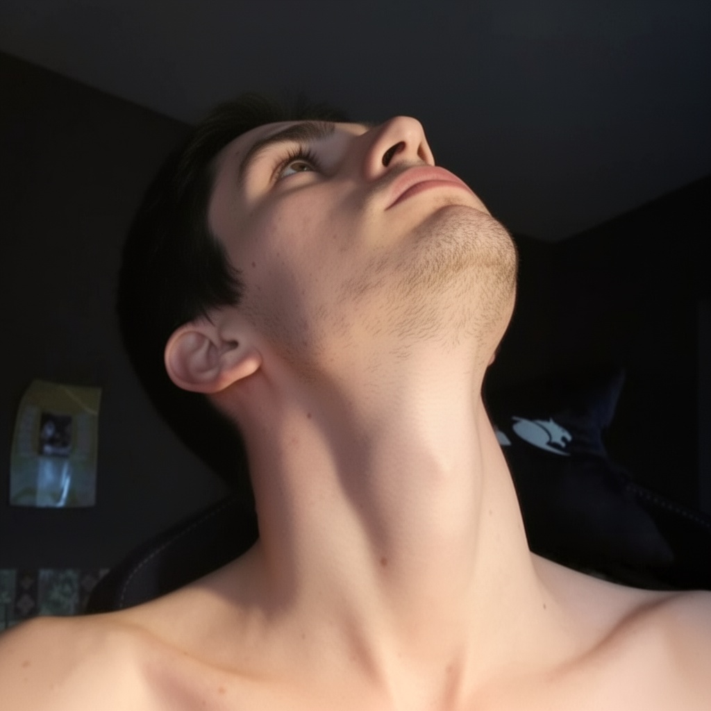 penches-sa-tete-en-arriere-en-courbant-le-cou-vers-b66mefsgg